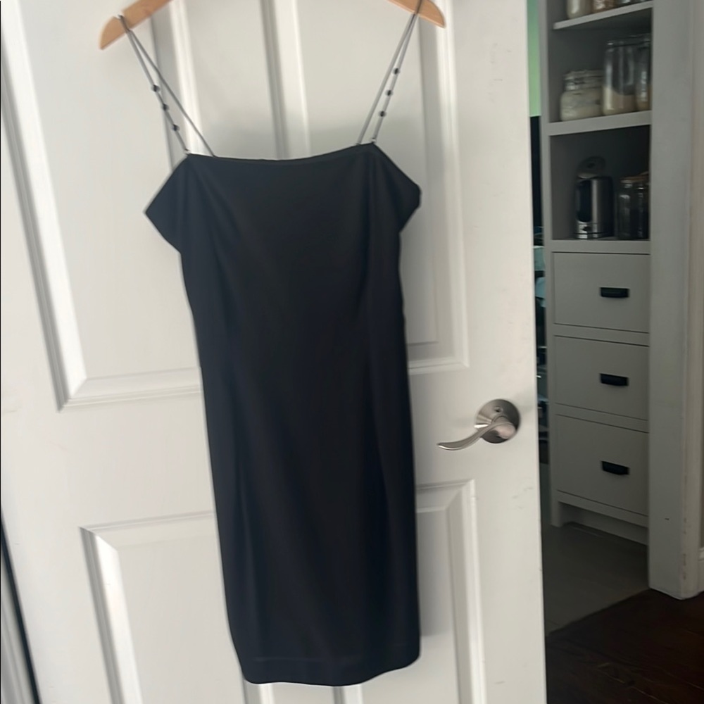 Maggy London Black Spaghetti jewel chain Strap Sheath Mini Dress sz 6